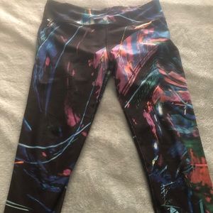 Colorful workout capris made to wick moisture